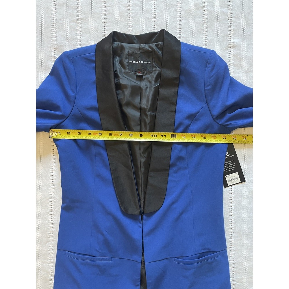 Rock & Republic Dazzling Blue Blazer With Black Lapel. Size XS. NWT. Career. - Picture 12 of 13